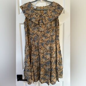 Vintage Betsy Lauren 100% Rayon Floral Patterned Sleeveless Dress